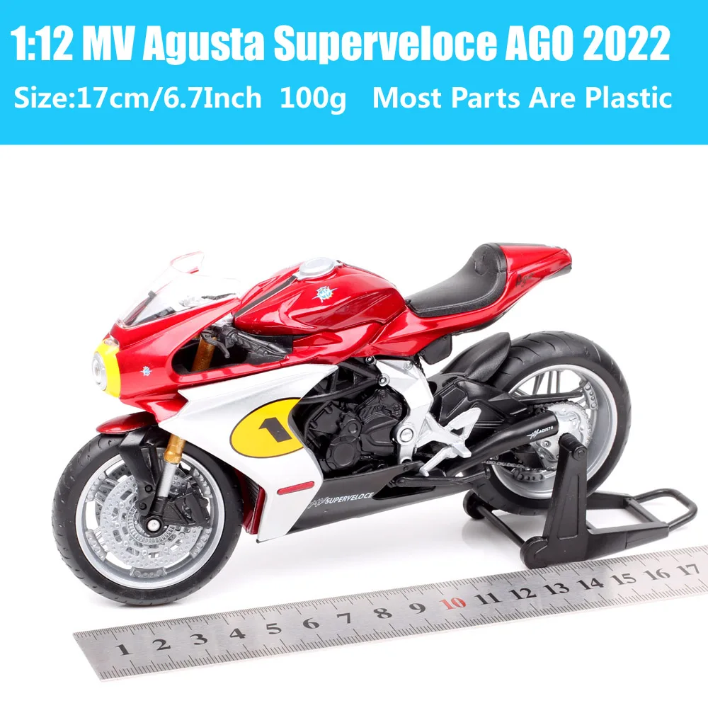 Kids Welly 1:12 Scale 2022 MV Agusta Superveloce Ago Motorcycle Model Bike GP Racing Diecast Moto Vehicle Miniature Souvenir