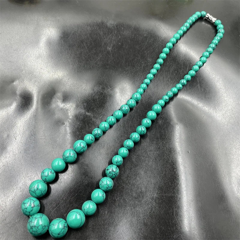 Optimized Imitation round Beads Necklace Graduated Strand Women's Turquoise Clavicle Chain