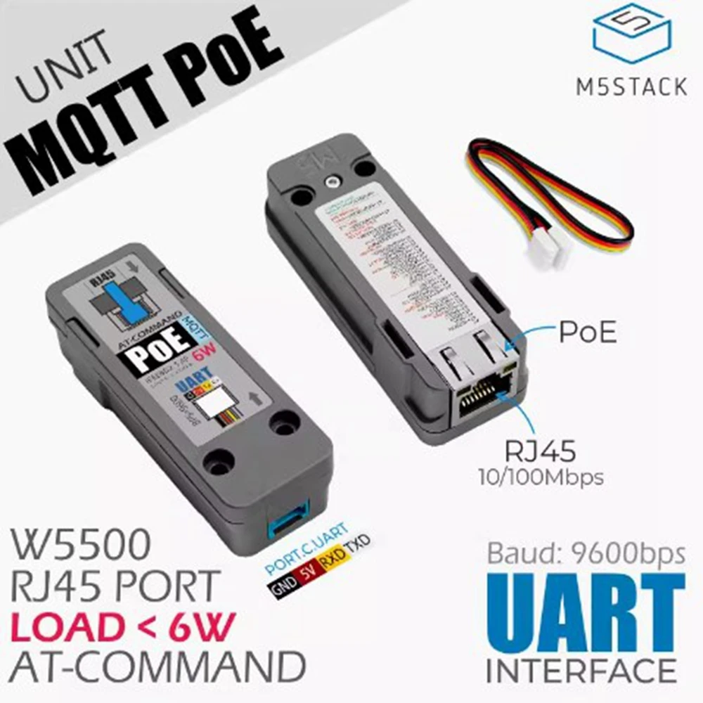 

M5Stack MQTT Ethernet communication module PoE power supply embedded with W5500 remote data collection