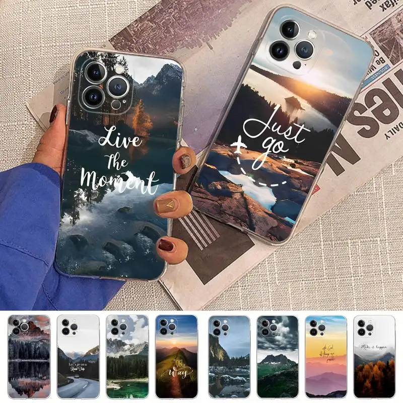 Travel Mountain Sea Beach Phone Case Silicone Soft for iphone 14 13 12 11 Pro Mini XS MAX 8 7 6 Plus X XS XR Cover