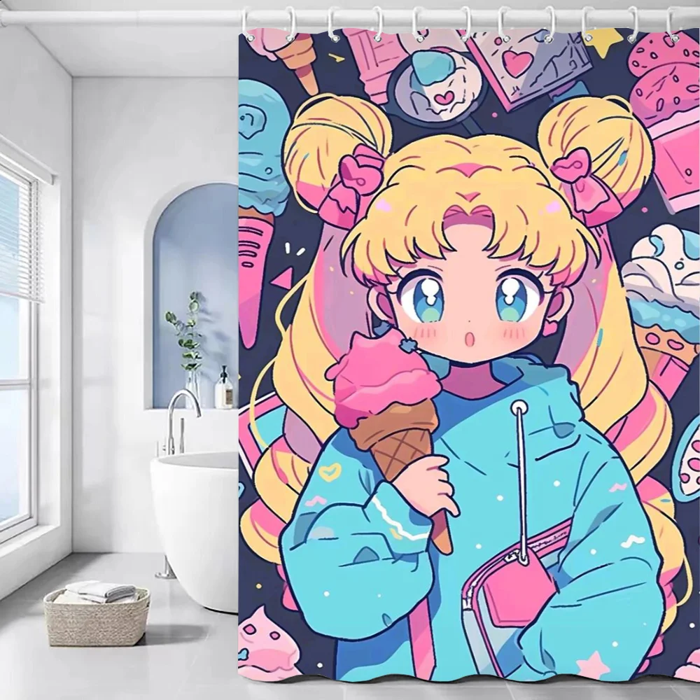 Shower Curtain Waterproof Fabric Bathroom Curtains S-Sailor Moon Bathroom Accessories Set Bath Sets the European Products Home