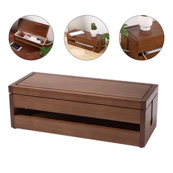 Socket Case Solid Wood Wiring Box Cable Manager Hub Storage Coffee Paulownia Main Body