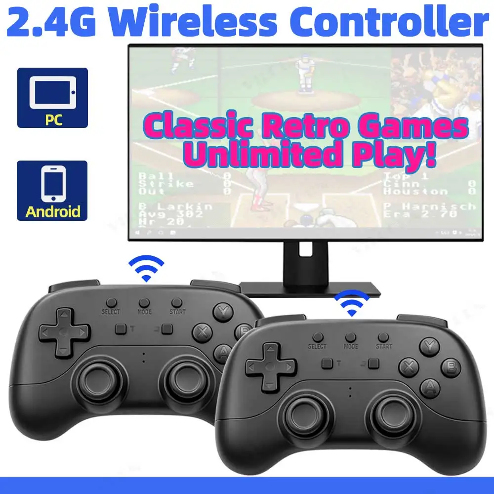 Controle Sem Fio 2.4G para Jogos Clássicos Retrô, Gamepad para Consoles de Videogame Portáteis, Compatível com SF3000/SF3000HD/SF3500/GB350