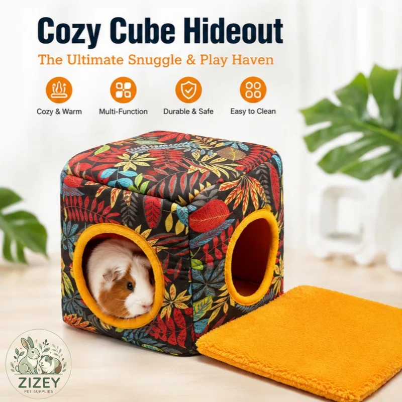 

Guinea Pig Bed Hamster House Warm Fleece Small Animal Nest Cube Hideout Cage Accessories for Chinchilla Hedgehog Rat Ferret