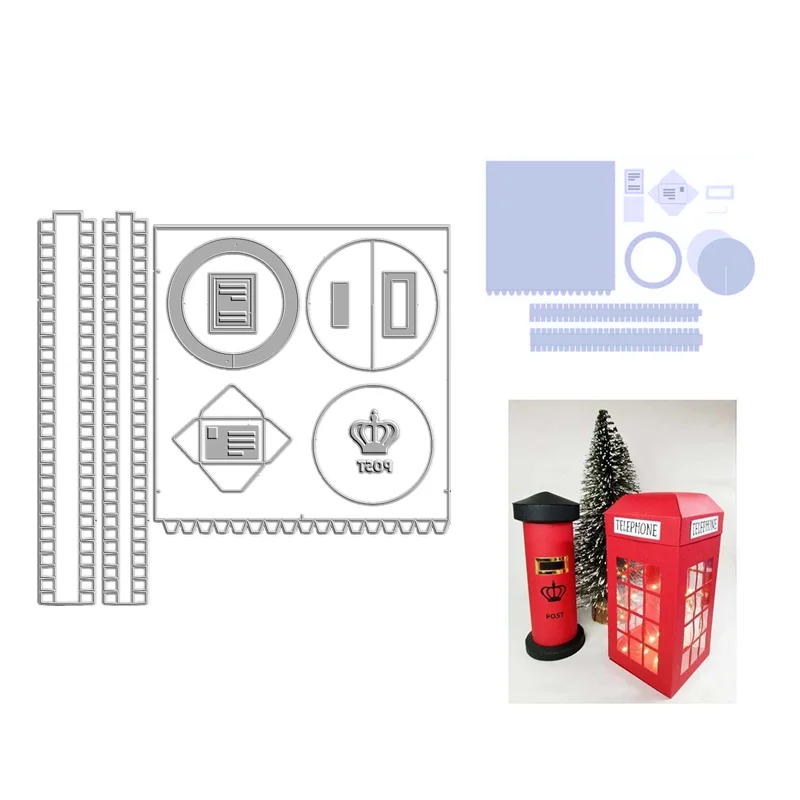 New 2021 Pocket Die Telephone Booth Mailbox Metal Cutting Dies For Scrapbooking Embossing Frame Card Craft Christmas crafts