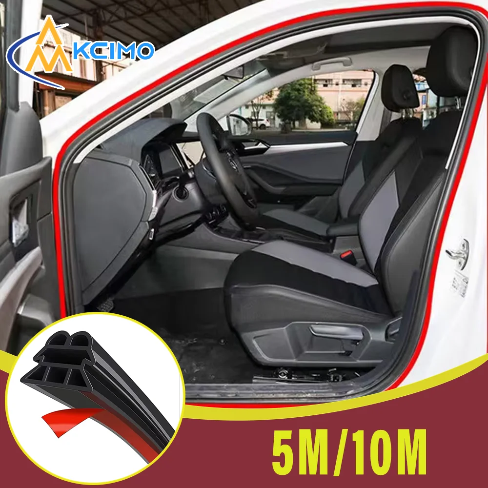 New 3-Layer 5M/10M Rubber Car Door Seal Strips Sound Insulation Upgrade Weatherproof Adhesive Sealing Trim Rubber Protector