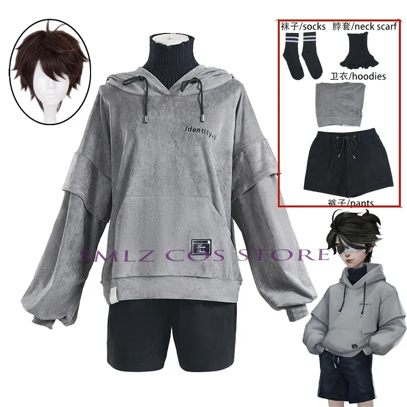 Esports Luca Balsa Cosplay Game Identity V Costume Prisoner Hoodies Daily Uniforms Wig Set Halloween Party Outfit for Man