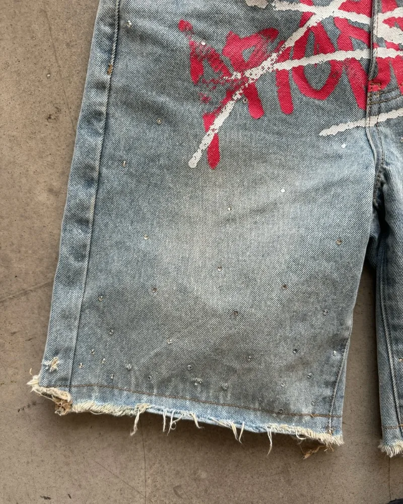 Jeans retrô americano com estampa listrada para mulheres, solto, gradiente, calça reta, estilo punk, hip hop, rock, casal, jeans, perna larga, novo