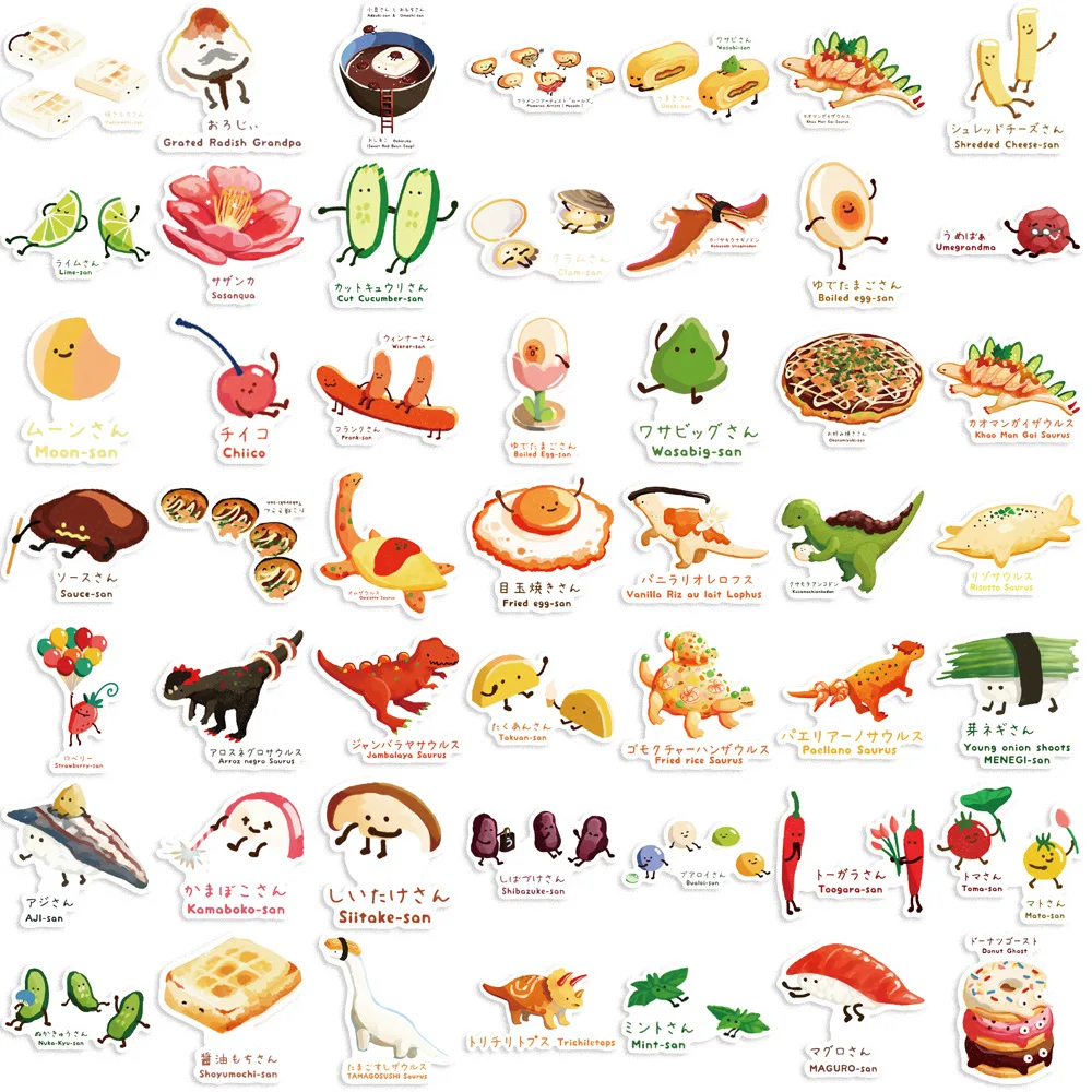 10/50pcs Japanese Dinosaur Themed Recipe Sticker Children's Food Cartoon Account Materials DIY Mobile Phone Notebook Decoration