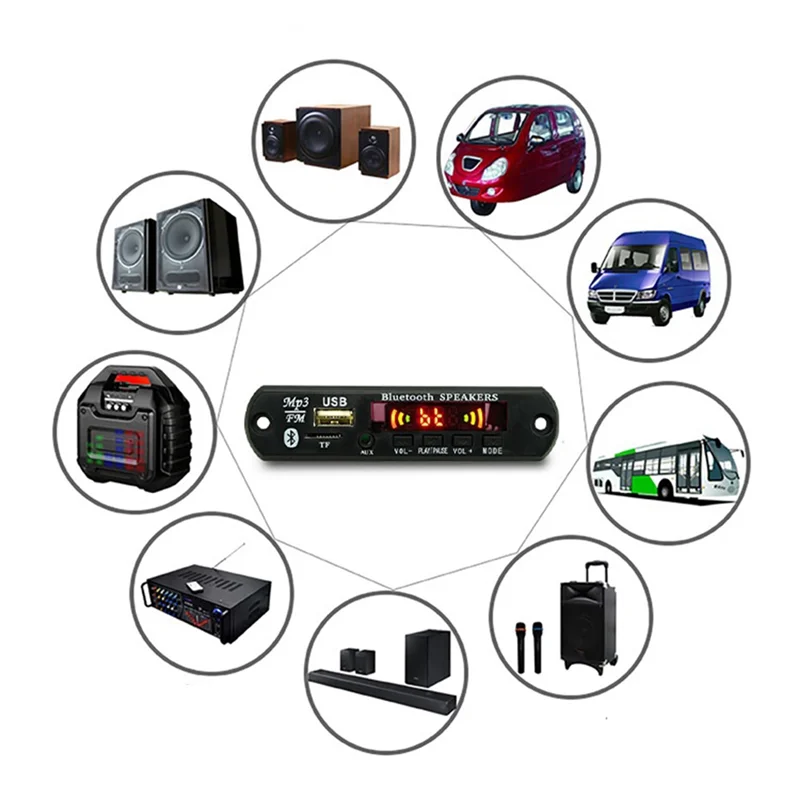 Módulo USB MP3 con Bluetooth, placa decodificadora de 12V, WMA, módulo de Audio FM, AUX, USB, TF, Radio para coche, altavoz de música remoto