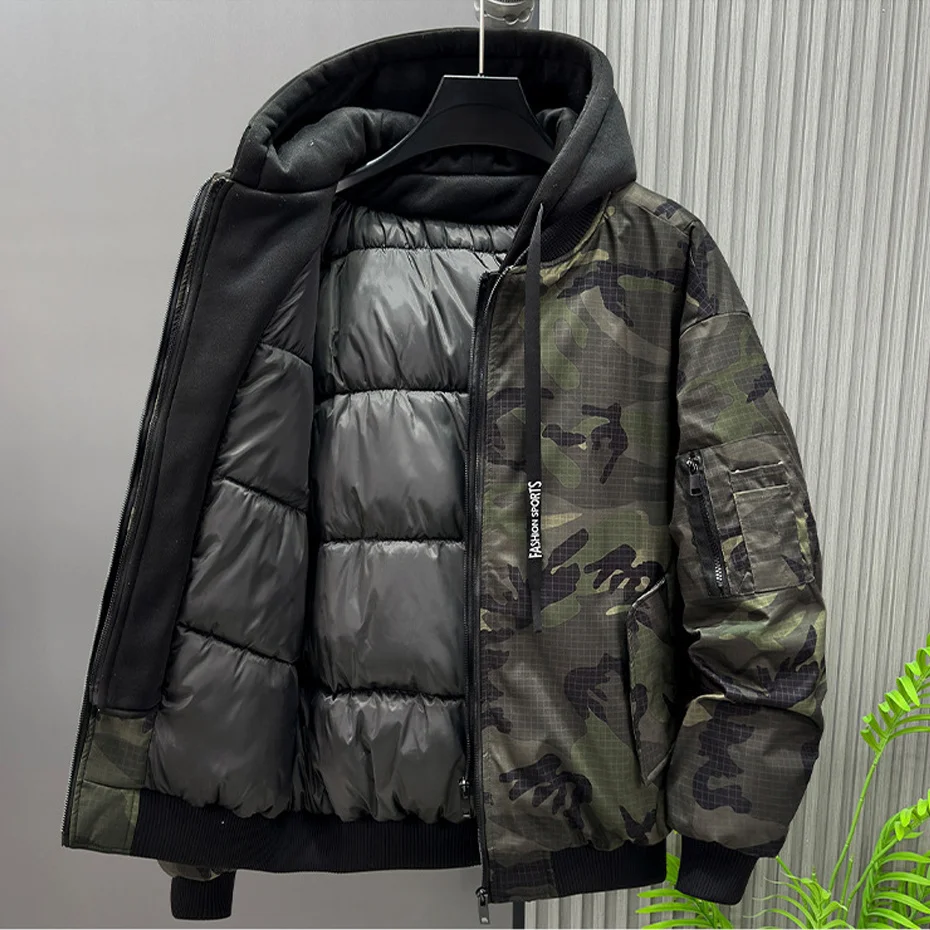 سترة شتوية سميكة للرجال 11XL مقاس كبير سترات مموهة موضة غير رسمية معطف شحن دافئ ملابس خارجية خارجية للرجال مقاس كبير