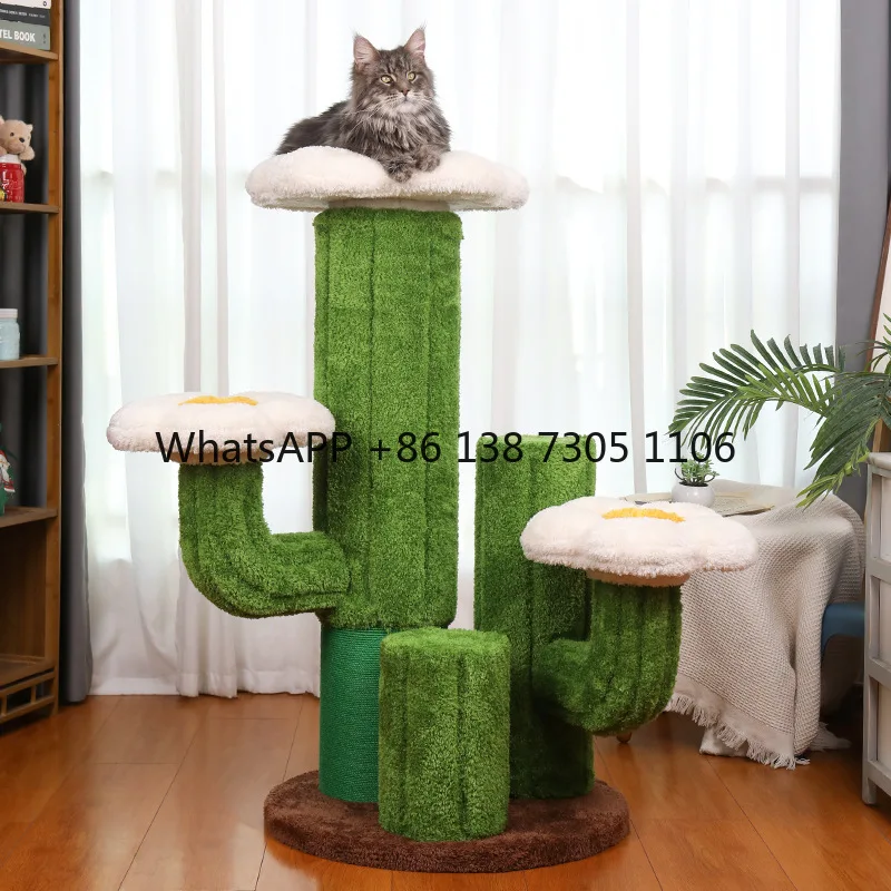 

Cat climbing frame Solid wood home scratching board nest integrated large toy pet fitness multi-layer cat climbing frame