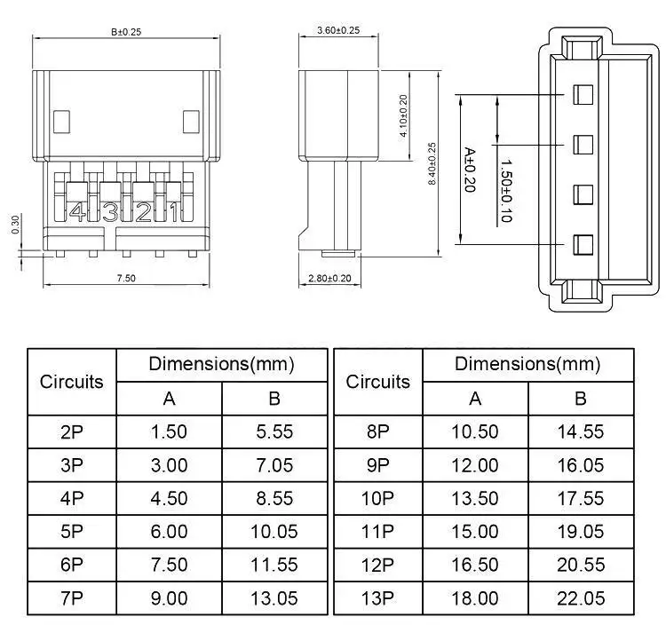 50~100 Stück ZH1.5Mm Steckergehäuse für weibliche Anschlüsse, Luft-zu-Luft-Verbindung, Kunststoff, 2P 3P 4P 5P 6P Stecker – Detail 2
