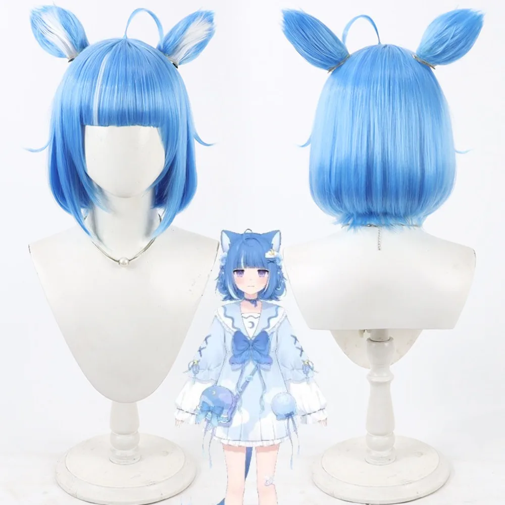 vtuber-クラゲウ・ロア-コスプレウィッグ-取り外し可能な耳付き-人工毛