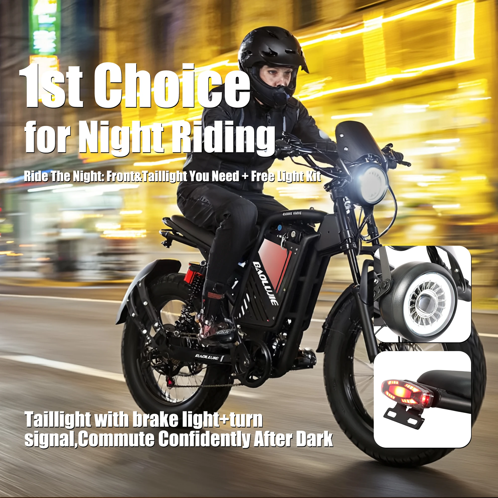 BAOLUJIE DM01 Bici elettrica Motore 2000W Bici elettrica da cross 60V Bicicletta elettrica per adulti 20" Fat Tire UL2849【1 anno di garanzia】