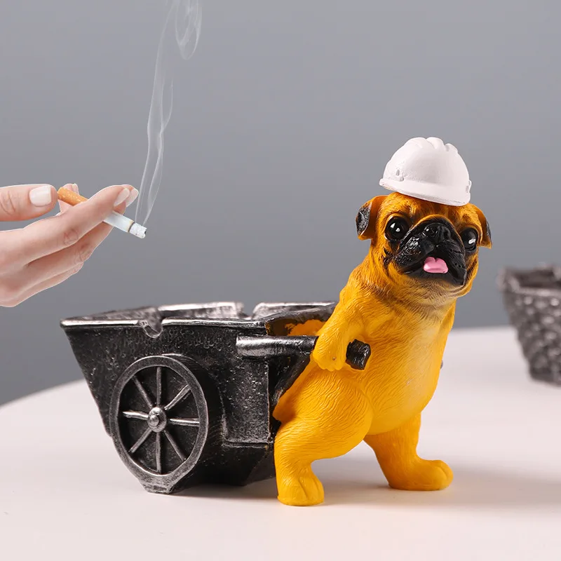 Creative Resin Dog Ashtray Strange Animal Ashtray Anti-fly Ash Storage Home Decoration Ornaments Smoking Accessories