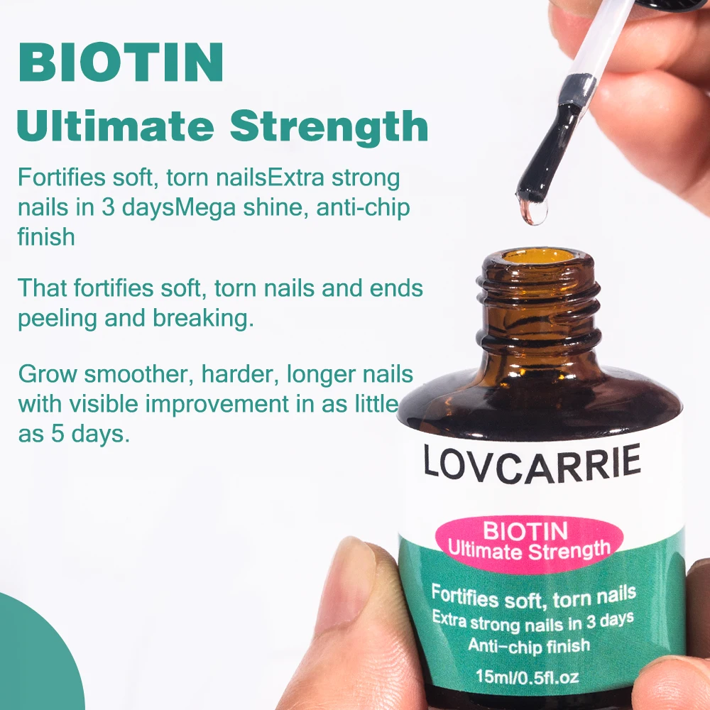 Lov carrie Biotin ultimative Nagel verstärker extra starke Nägel Wachstums öl Anti-Chip-Finish natürliche trockene Maniküre Reparatur Nägel Kunst