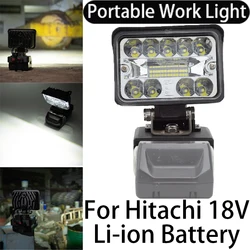 Luce da lavoro a LED da 12W per hitachi/Hikoki 18V batteria agli ioni di litio torcia elettrica a LED senza fili, luce da campeggio di emergenza