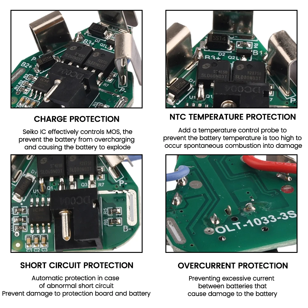 Battery Charging Protection Board 3S BMS 12.6V 25A Li-Ion Lithium Battery Pack Protection Circuit Board Module for Power Tools