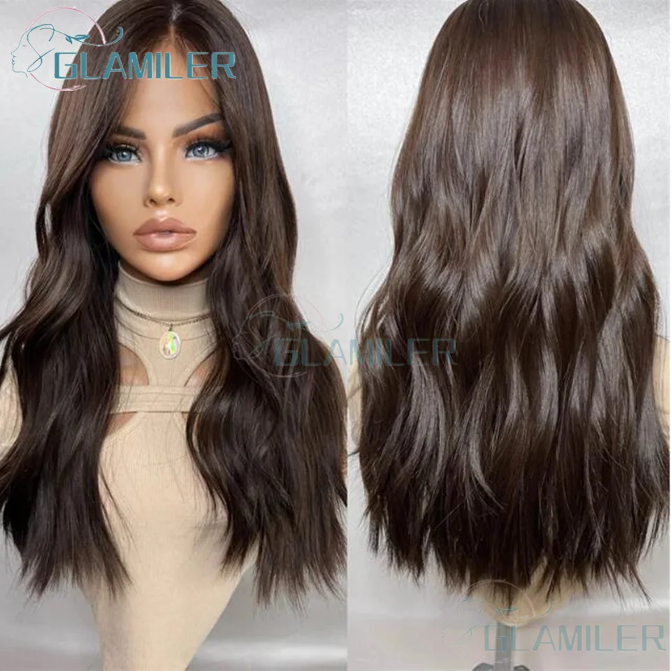 Dark Brown Body Wave 13x4 Silk Base Lace Front Wigs Human Hair Chocolate Brown 360 Full Lace Wigs Human Hair for Women Full End