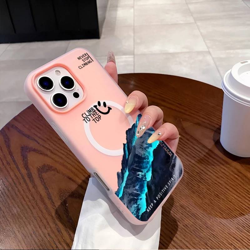 トレンドクールブルーライトマウンテンピークiPhoneケース iPhone 16 15 14 13 12 11ProMax用 シリコン製耐衝撃ケース ミニマリストカバー