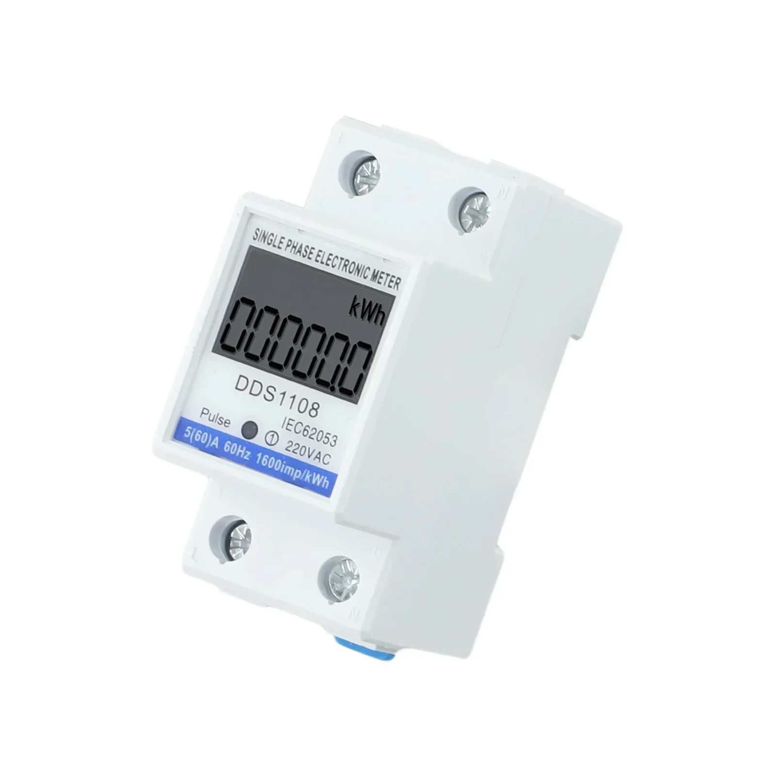 LCD Single Phase Electric Energy Meter KWH AC Digital WattHour Meter 220V 60A 5+1 Bit Display Temperature LCD Display