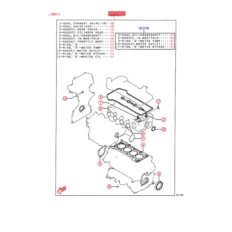 8LA4-10-271 Engine Repair Kits Cylinder Head Gaskets Set for Mazda 3 1.6L 2004-2014 ZY01-10-271