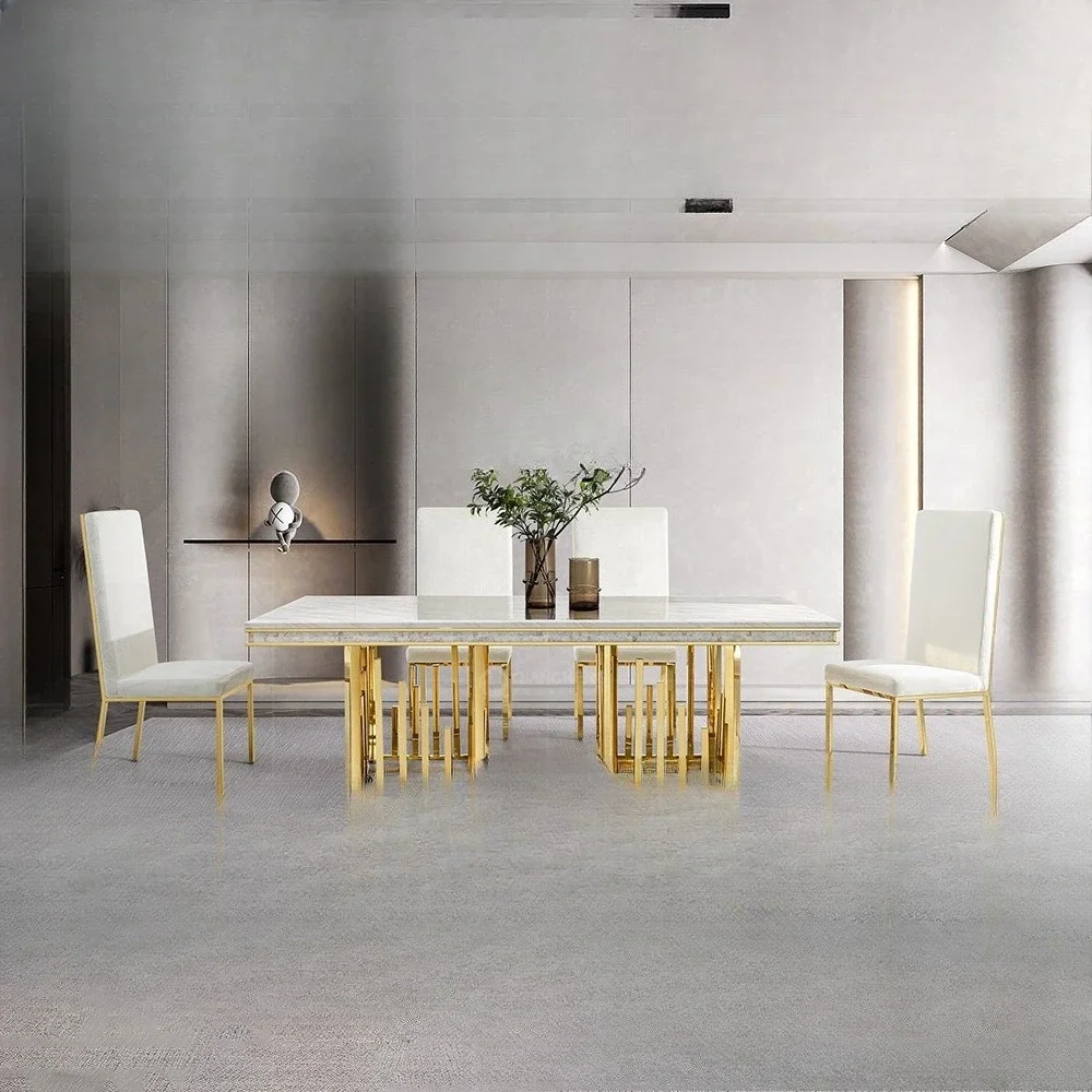 طاولة طعام إيطالية فاخرة خفيفة، رخامية للاستخدام المنزلي، شقة صغيرة مع إحساس بالصف العالي