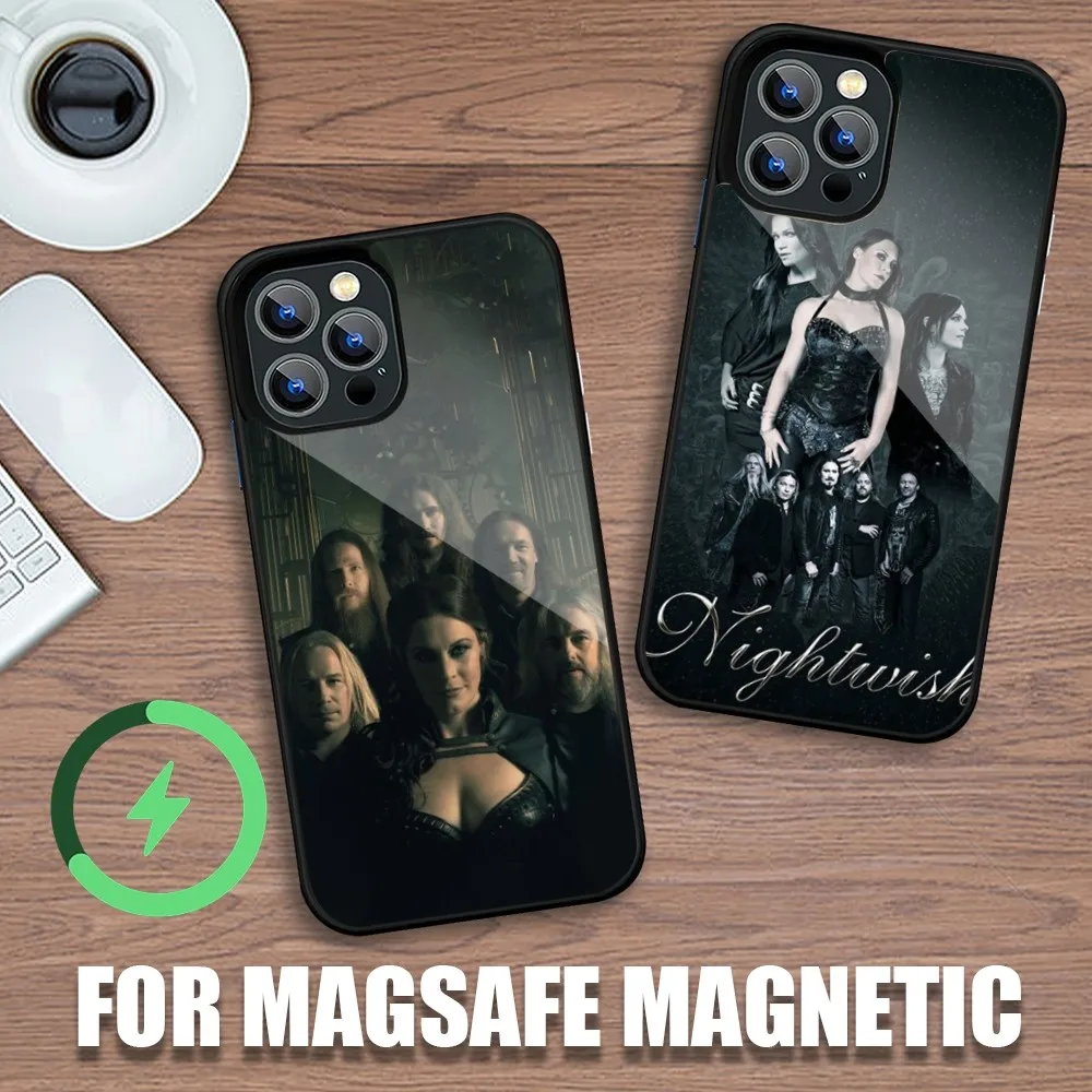 Band Nightwish Phone Case For iPhone 11 12 13 14 15 Plus Pro Max Charging Magsafe Magnetic Wireless Cover