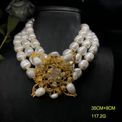Fashion Multilayer Pearl Necklace for Women Elegant Shiny Rhinestones Exaggerated Clavicle Chain Charm Girls Trend Neck Jewelry