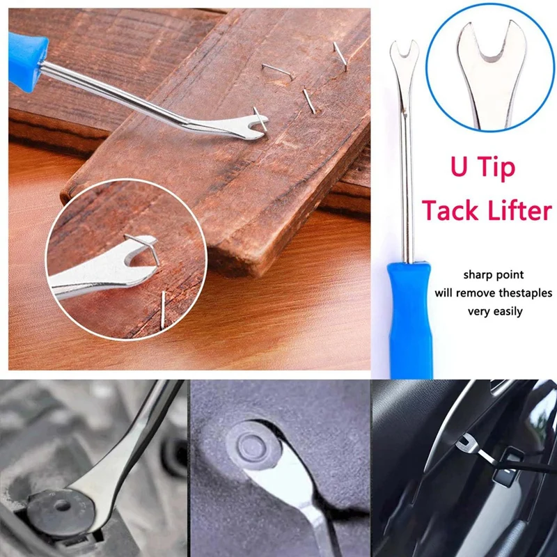 4Pcs Staple Remover Tack-Puller Nail Remover Tool Set Nail Puller Plier, Staple Puller, Tack-Lifter, Fastener Remove