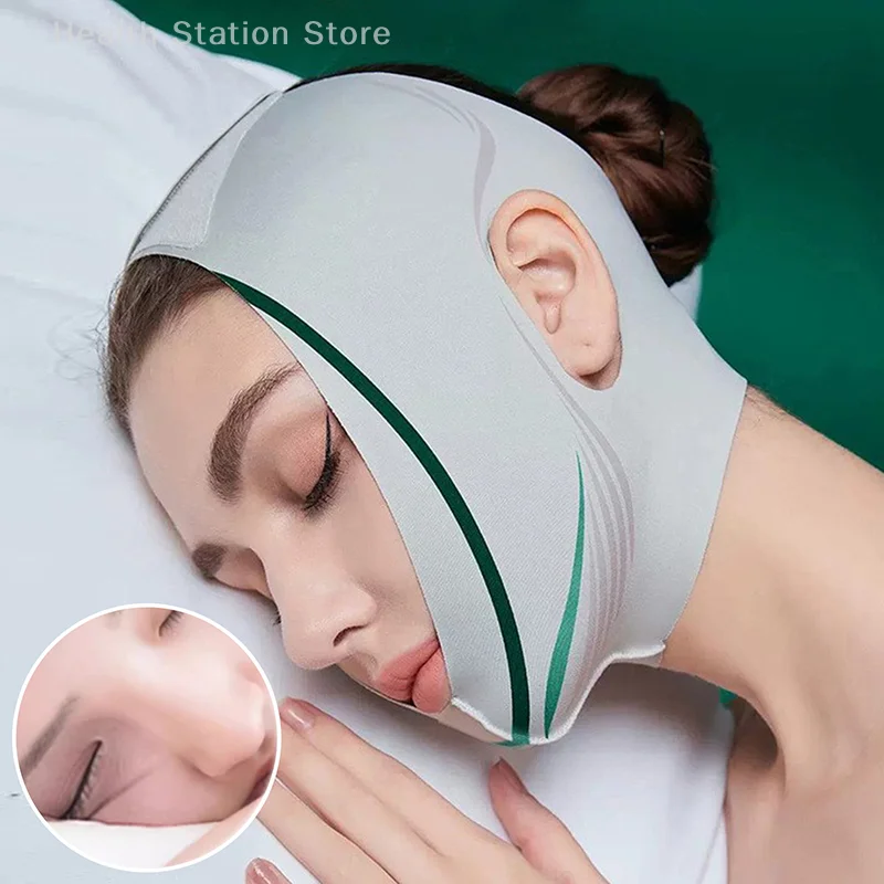 Facial emagrecimento face lift up banda máscara queixo duplo v-line moldar bandagem anti rugas cinta banda máscara de dormir beleza saúde