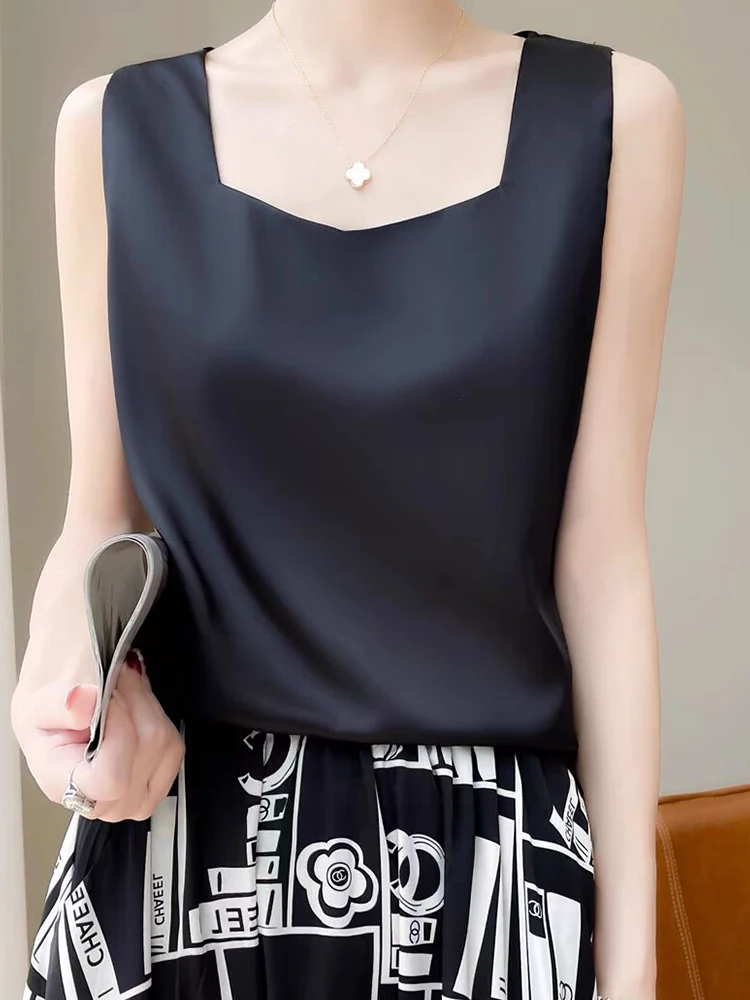 

Женский деловой жилет из ацетатного атласа, прямого кроя, модный летний топ 2025 года, профессиональный стиль