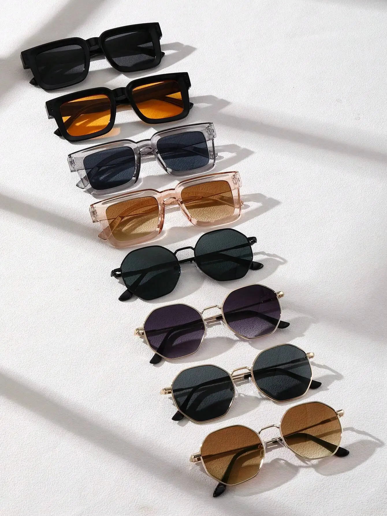 

8-Pack Unisex Square & Geometric Sunglasses with Ombre Lenses for Outdoor, Beach, Travel