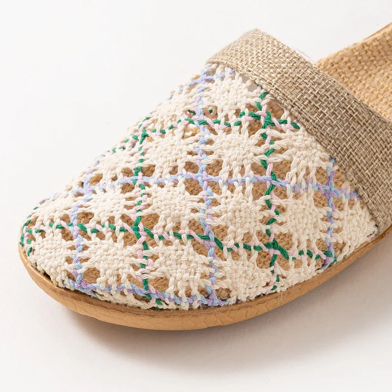 Neue orientalische Flachs-Hausschuhe für Damen, Sommer, für den Innenbereich, Sommer-Holzboden-Hausschuhe für Herren, Frühling und Herbst – Detail 15