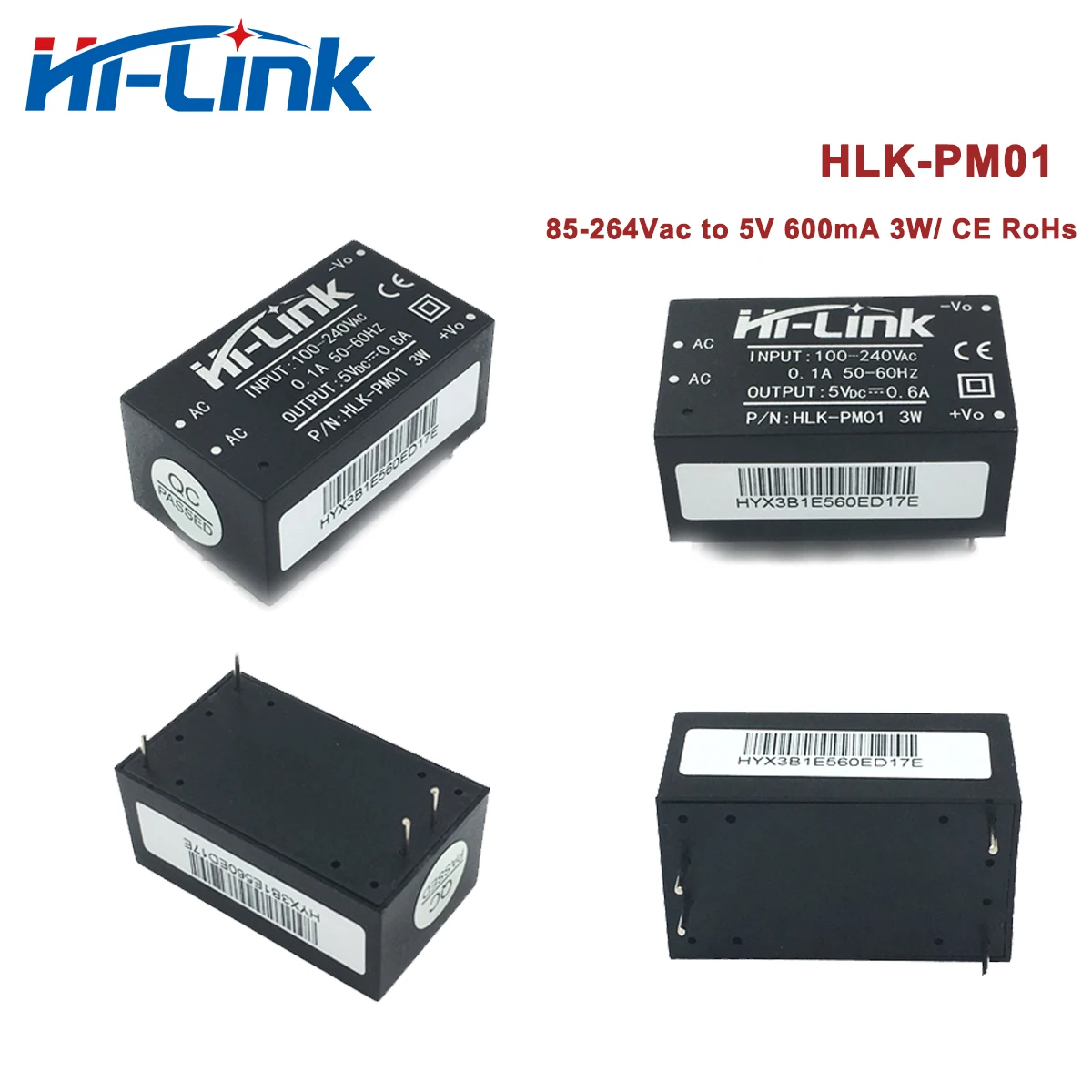 

Free Shipping 18pcs/Lot Hi-Link AC DC 5v 0.6a 3w HLK-PM01 Mini Switch Mode Power Supply Module 220v