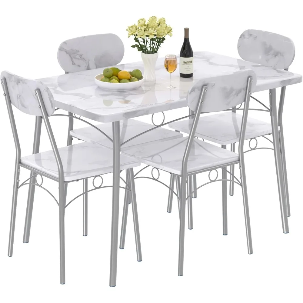 

Dining Table Set for 4 5 Piece Dinette with Chairs for Kitchen, Breakfast Nook and Small Space, 43.3"