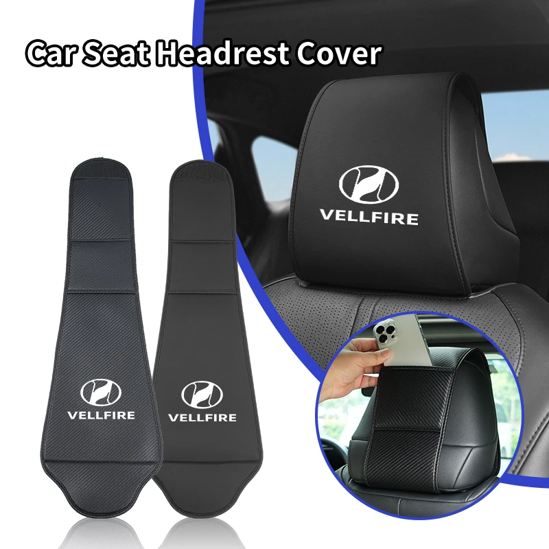 1/2 Uds. Funda protectora para reposacabezas de coche bolsa de almacenamiento funda de almohada de cuero para Toyota Vellfire Supra Aygo Prado RAV4 Hilux Yaris Corol