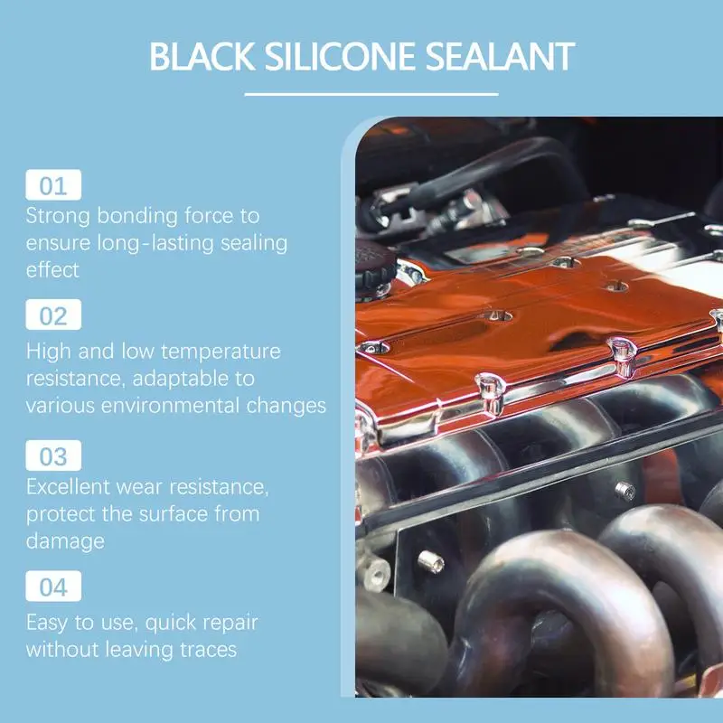 

Gasket Maker Sealant 50g Waterproof Silicone Black Sealant For Engine Metal Glass Ceramic High Temperature Resistant Sealant For