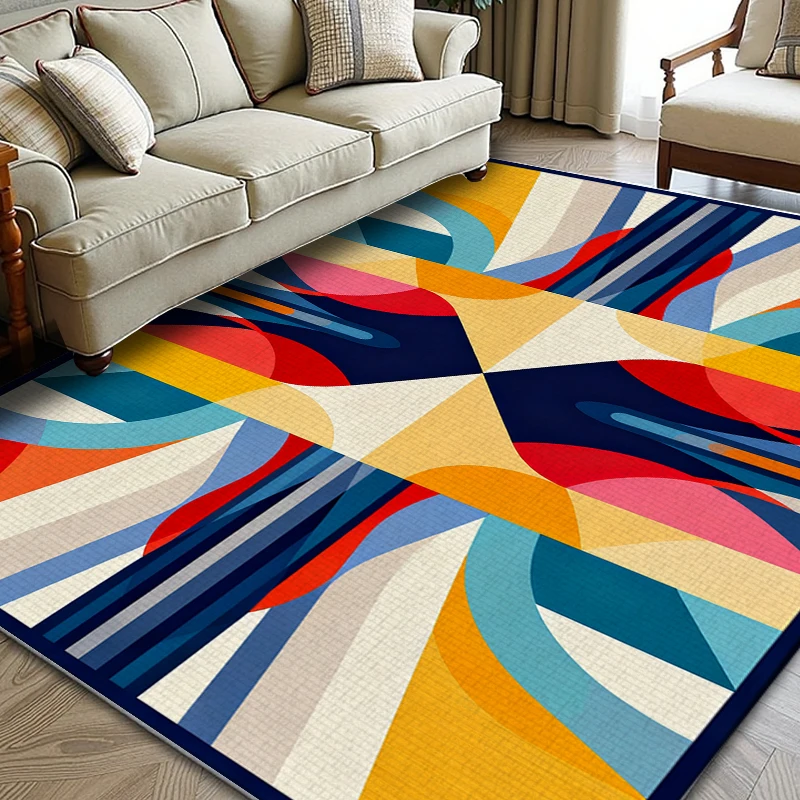 VIKAMA Modern Colorful Geometric Carpet Area Rug for Living Room Study Sofa Doormat Study Tables Mat Kitchen Non-slip Floor Mat