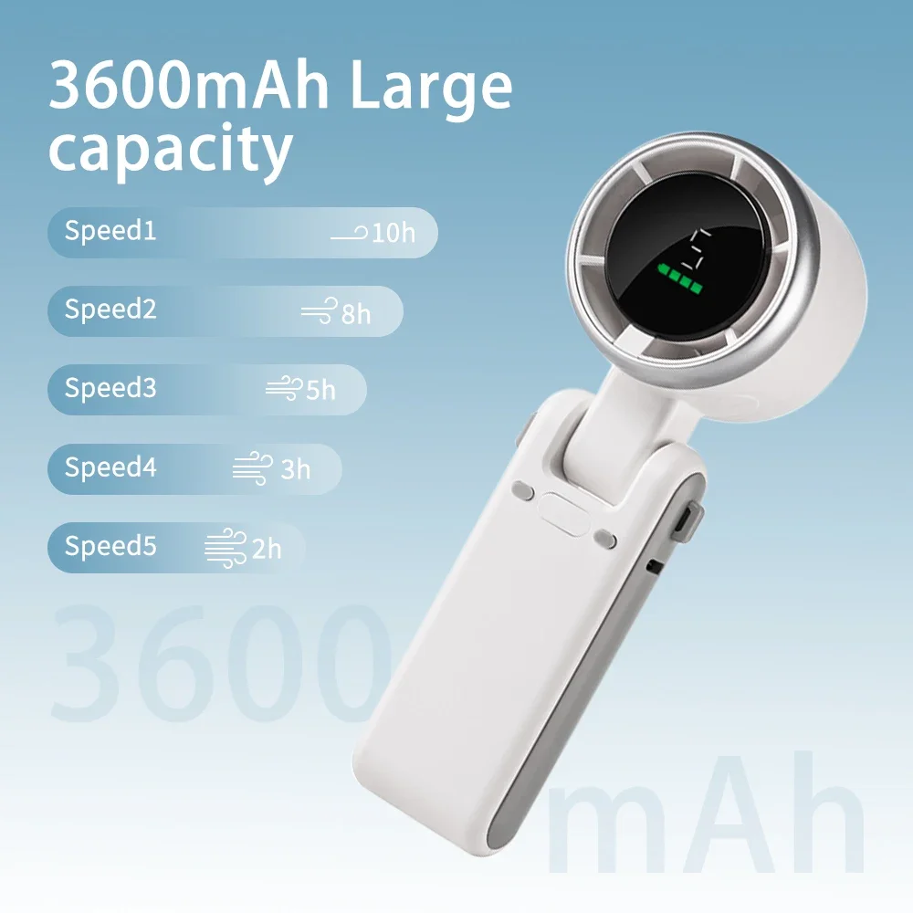 

Ручной турбовентилятор Носимый персональный настольный вентилятор Маленький мини-вентилятор с умным цифровым дисплеем Складной