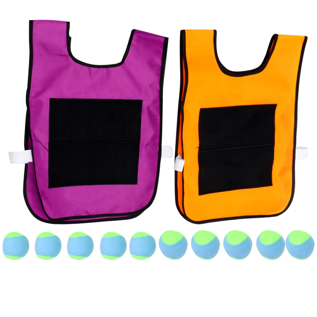 2pcs Sticky Vest for Kids Sports Toys 10pcs Sponge Balls Outdoor Play Yellow Front Develop Motor Skills