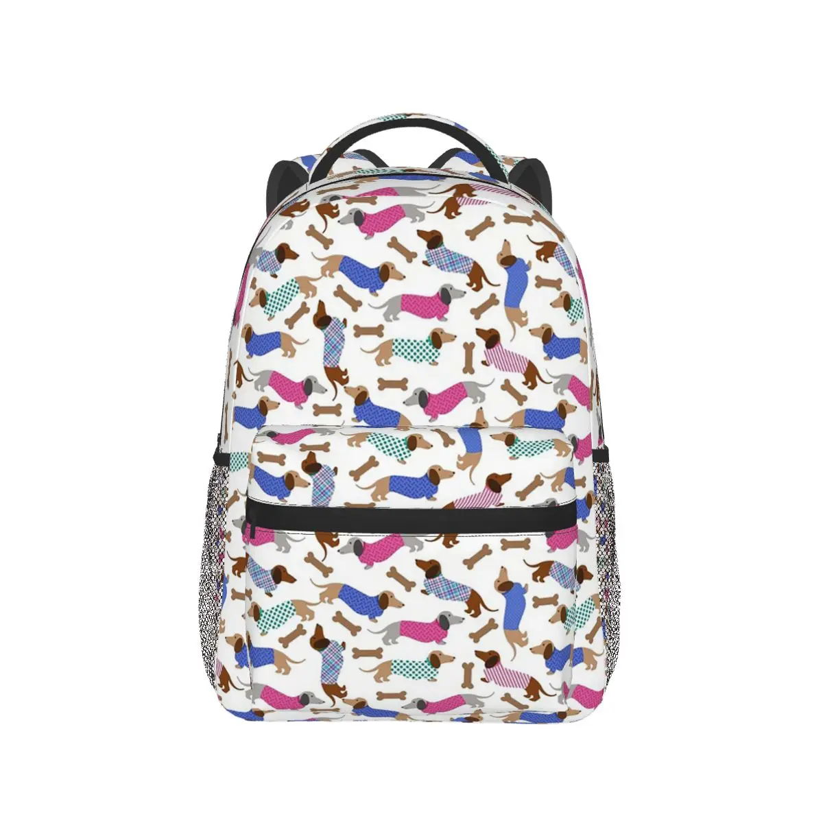 

Dachshund Wearing Colorful Clothes Backpack Hot Sale Daypack Large Capacity Children BookBag School Bag Shoulder Bags for Unisex