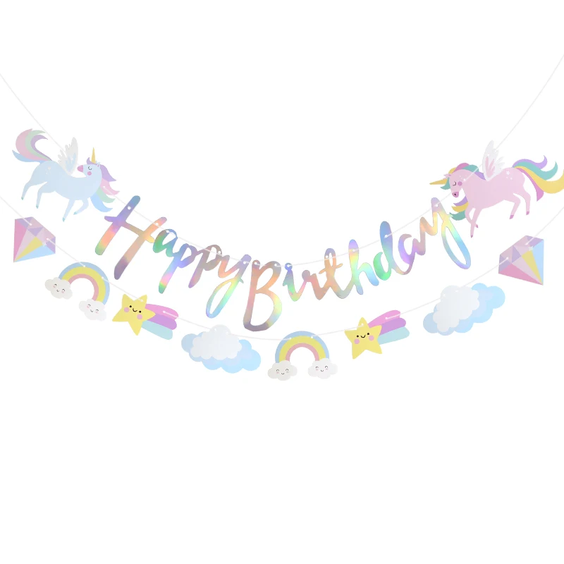 1Set Unicorn Birthday Decorations Unicorn Happy Birthday Banner Unicorn Party Supplies for Girls Birthday Party Decorations