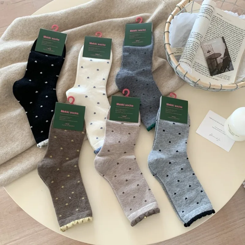 

1/6 пар весенне-осенних модных носков средней длины, простые удобные спортивные модные носки, впитывающие пот дышащие женские носки