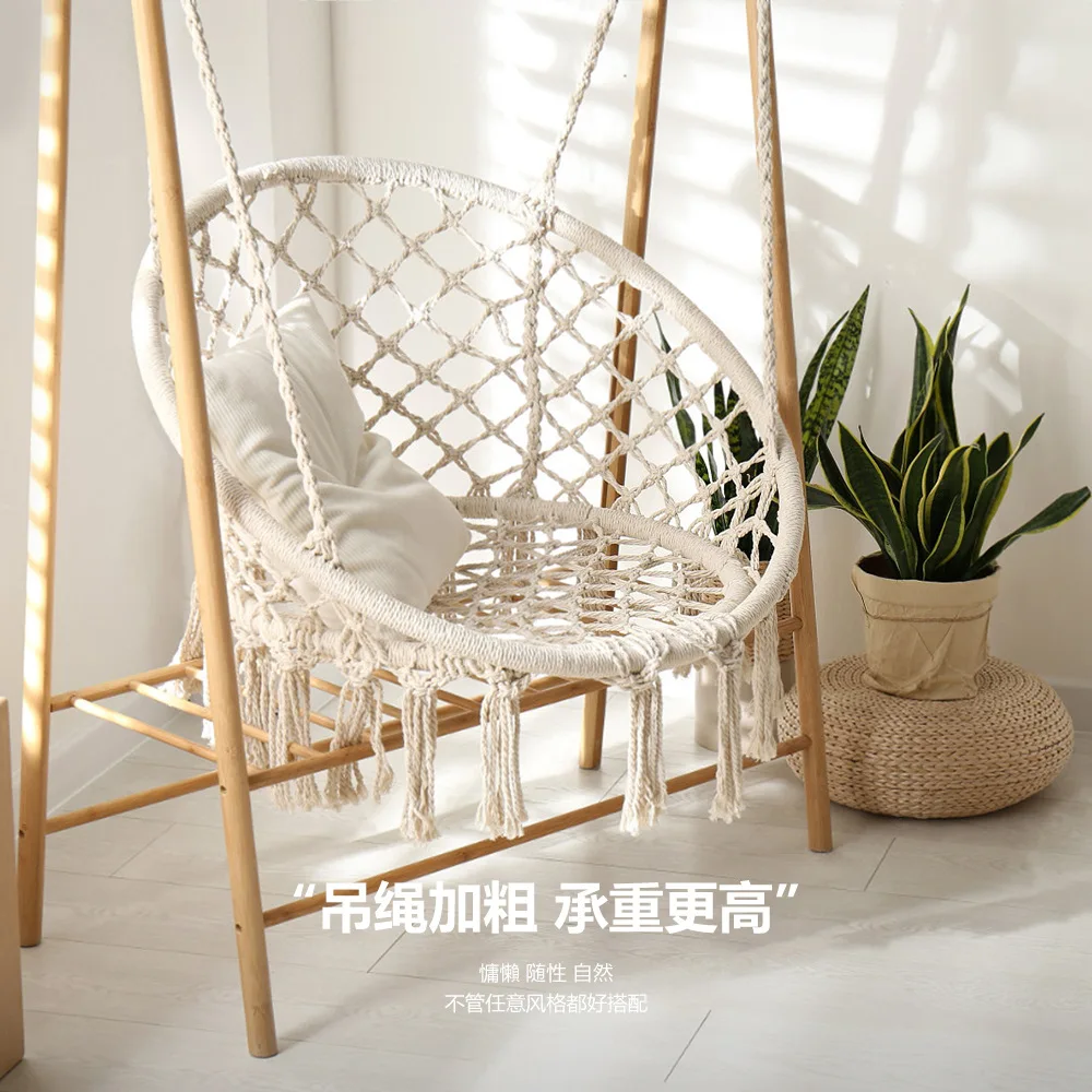 Ins Nordic Garden Leisure Tassel Hanging Basket Outdoor Swing Indoor Balcony Living Room Homestay Hanging Chair Hammock