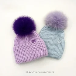 Iceland Fox Hairball Knitted Cold Wool Beanie Hat Women Autumn and Winter Warm Cold Hat Pompom Men