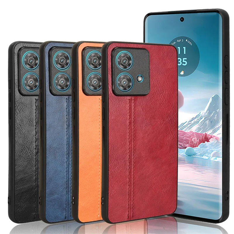 For Motorola Edge 40 Neo Case Suture Soft Edge PU Leather Hard Phone Cover For Motorola Moto Edge 40 Neo 5G Case