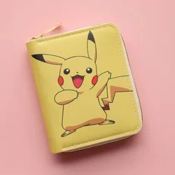 2024Pokemon portfel japońska kreskówka śliczna portmonetka wokół Pikachu portfele moda skórzany portfel na zamek błyskawiczny prezent urodzinowy dla dzieci