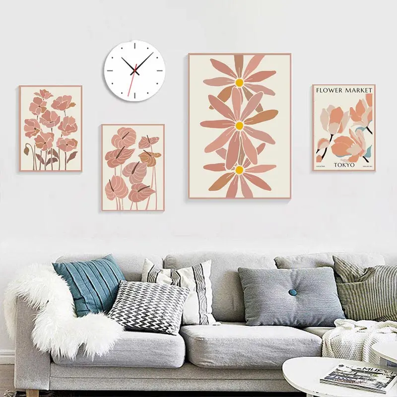 Flower Market Matisse Wall Art Canvas Painting Nordic Posters and Prints Abstract Botanical Wall Pictures for Living Room Decor